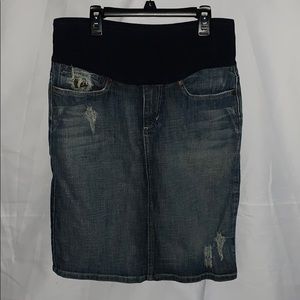 A Pea in the Pod Distressed Denim Skirt